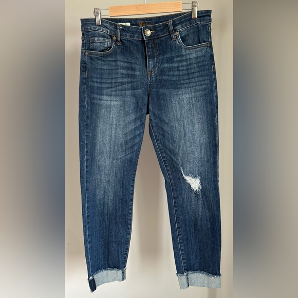 KUT from the Kloth AMY Ankle Straight Leg Cuffed Distressed Detail Jean SIZE 8 - Picture 2 of 11